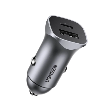 Ładowarka samochodowa Ugreen CD130 USB-A / USB-C 30W - szara