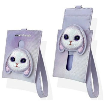 Nimmy Zestaw 3w1 torebka na telefon +    portfel + etui na lokalizator fioletowy/purple Big Eyed Pet 2.0 Rabbit