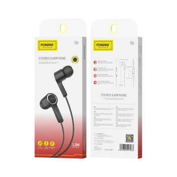 FONENG słuchawki przewodowe T57 JACK 3.5MM z mikrofonem 1.2M Czarny