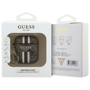 Guess GUA2P4RPSW AirPods 1/2 cover       brązowy/brown 4G Printed Stripes Charm