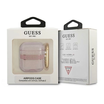 Guess  GUA2HHTSP AirPods 1/2 coverróżowy/pink Strap Collection