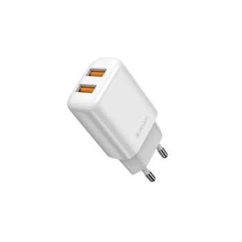JELLICO ładowarka sieciowa EU02 2.4A 12W 2xUSB + kabel USB-C Biały