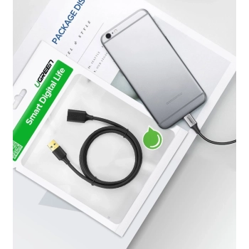 Ugreen kabel przewód przedłużacz przejściówka USB 3.0 (żeński) - USB 3.0 (męski) 3 m czarny (US129 30127)