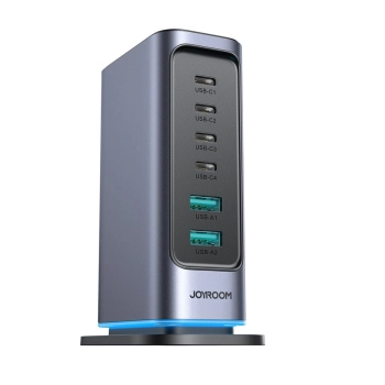 Ładowarka Joyroom JR-TCM02 GaN 65W stacja ładująca 4xUSB-C 2xUSB-A wtyczka UK - szara