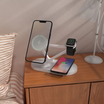TECH-PROTECT QI15W-A41 3IN1 MAGNETIC MAGSAFE WIRELESS CHARGER WHITE