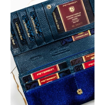 Portfel damski Peterson ze skóry naturalnej duży RFID elegancki poziomy