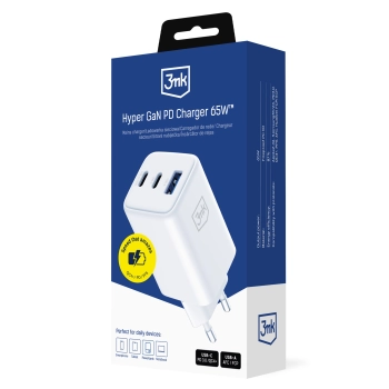 Accessories - 3mk Hyper GaN Charger 65W QC4+ PD PPS USB 1A2C White EU