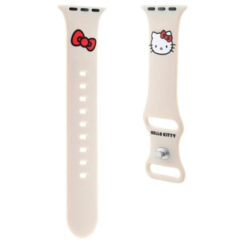 Hello Kitty Pasek HKAWMSCHBLE Apple Watch 38/40/41mm beżowy/beige strap Silicone Kitty Head