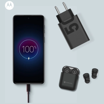 Ładowarka sieciowa Motorola TurboPower   50W Dual USB-C/USB-A z kablem USB-C 1m czarny
