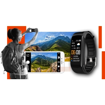 Smartwatch GIEWONT czarno pomarańczowy elegancki do noszenia