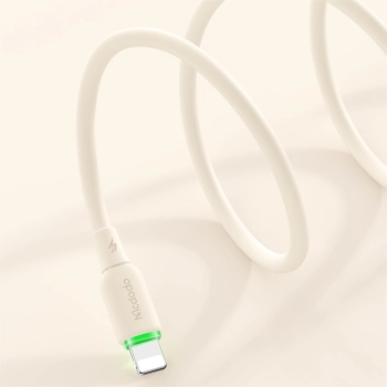 MCDODO ŁADOWARKA KABEL USB-C LIGHTNING SZYBKIEGO ŁADOWANIA DO IPHONE 1M LED BEŻOWY