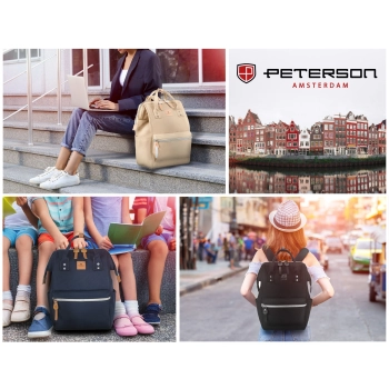 Plecak damski miejski na laptopa sportowy szkolny z portem USB Peterson