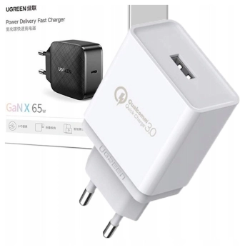 Ładowarka sieciowa UGREEN CD122, USB-A, QC3.0, 18W (biały)