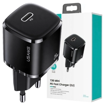 USAMS Ład. siec. 1xUSB-C T36 mini 20W(only head) PD3.0 Fast Charging czarny/black CC124TC01 (US-CC124)