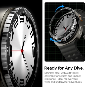 Nakładka Spigen Bezel Tune Diver na Samsung Galaxy Watch 8 44 mm - czarna