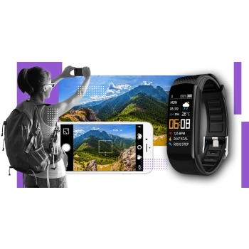 Smartwatch GIEWONT czarno fioletowy z 2 wymiennymi paskami