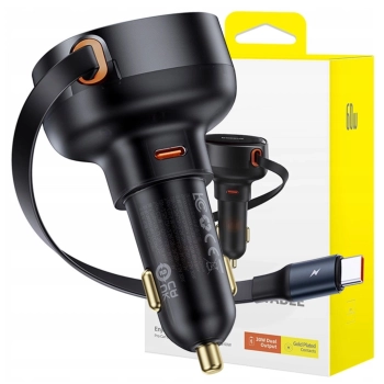 Ładowarka samochodowa Baseus Enjoyment Pro z kablem USB-C, 60W (czarna)