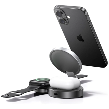 USAMS Składana ład. indukcyjna 3w1 15W   do telefonu/Apple Watch/słuchawek CD234WXC01 (US-CD234)