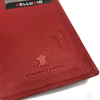 Skórzane etui z systemem RFID - ciemnoczerwone