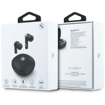 Słuchawki Bluetooth TWS BMW Leather      Metal Logo ENC czarny