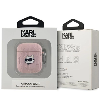Karl Lagerfeld KLA2PGCHPP AirPods 1/2cover różowy/pink Monogram Choupette Head