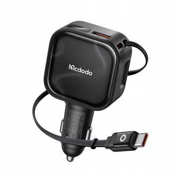 MCDODO SZYBKA ŁADOWARKA SAMOCHODOWA 3X USB USB-C 93W LED KABEL ZWIJANY 1M