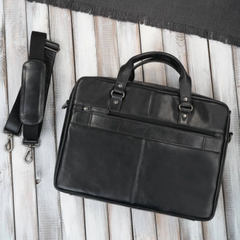 Torba męska na ramię do ręki skórzana na laptopa dokumenty A4 czarna pojemna Paolo Peruzzi SL-08-BL