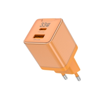 JELLICO ładowarka sieciowa EU55 GaN PD 33W 1xUSB-C + 1xUSB QC3.0 Pomarańczowy
