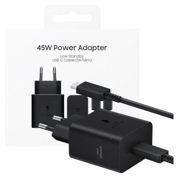 Ład. siec. Samsung EP-T4511XBEGEU PD 45W+ kabel USB-C/USB-C 3A 1.8m Super Fast Charge czarny/black