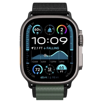 Pasek Pasek Spigen WBF1 na Apple Watch 44 / 45 / 46 / 49 mm - czarno-zielony