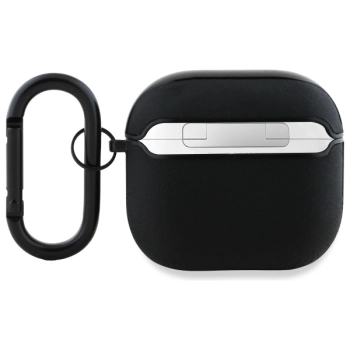 BMW BMA4SSLBK AirPods 4 cover            czarny/black Geniune Leather Silver Logo