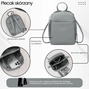 Plecak damski skórzany miejski mały elegancki Paolo Peruzzi