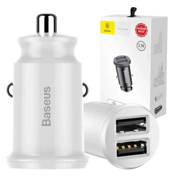 Ładowarka samochodowa Baseus Grain 2x USB 5V 3.1A (biała)