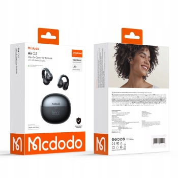 MCDODO SŁUCHAWKI BEZPRZEWODOWE DOUSZNE BLUETOOTH 5.4 Z MIKROFONEM ETUI CLIP