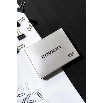 Portfel męski Rovicky ze skóry naturalnej zatrzask elegancki pojemny RFID