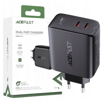 Acefast ładowarka sieciowa 2x USB Typ C 40W, PPS, PD, QC 3.0, AFC, FCP czarny (A9 black)