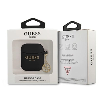 Guess  GUA2LSC4EK AirPods 1/2 coverczarny/black Silicone Charm 4G Collection
