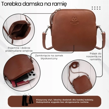 Torebka damska skórzana crossbody Paolo Peruzzi na ramię