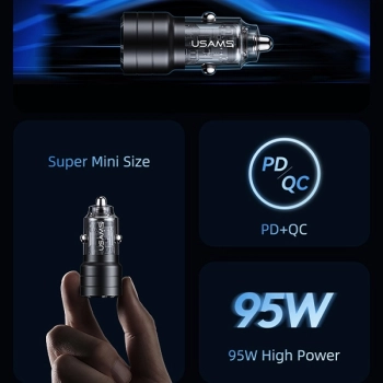 USAMS Ład. sam. C36 USB+USB-C 95WFast Charge czarny/black CC176CC01 (US-CC176)