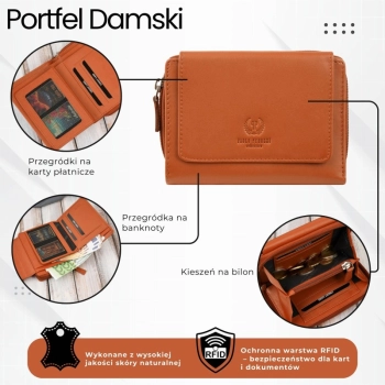 Portfel damski skórzany duży z RFID Paolo Peruzzi poziomy