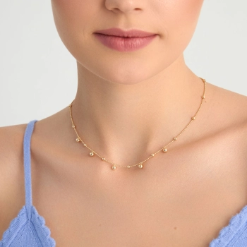 Naszyjnik srebrny pozłacany kulki 925 NSX56454