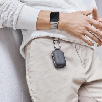 UNIQ etui Valencia AirPods Proczarny/midnight black Antimicrobial