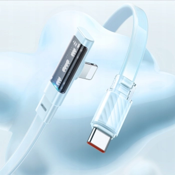 MCDODO KABEL KĄTOWY USB-C LIGHTNING PŁASKI 36W DO IPHONE 13 14 NIEBIESKI 1M