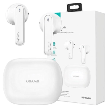 USAMS Słuchawki Bluetooth 5.0 TWS SMseries bezprzewodowe biały/white BHUSM01 (US-SM001)