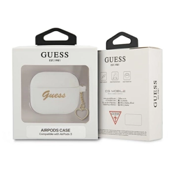 Guess GUA3LSCHSH AirPods 3 coverbiały/white Silicone Charm Heart Collection