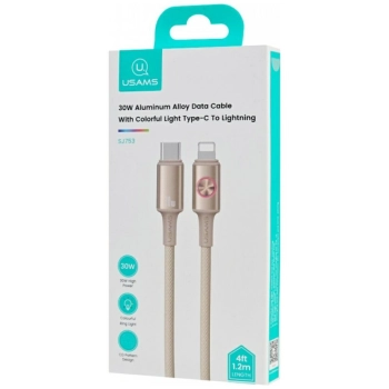 Kabel USAMS Huan Series SJ753 30W USB-C  do Lightning 1,2 m tytanowy
