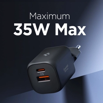 SPIGEN ESSENTIAL EE352EU 2-PORT NETWORK CHARGER 35W BLACK