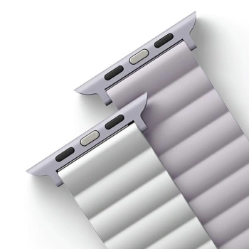 UNIQ pasek Revix Apple Watch Series1/2/3/4/5/6/7/8/9/SE/SE2/Ultra/Ultra 2 42/44/45/49mm. Reversible Magnetic lilak-biały/lilac-white