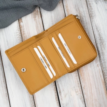 Portfel damski skórzany mały musztardowy Paolo Peruzzi RFID