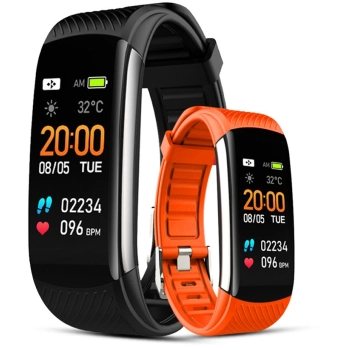 Smartwatch GIEWONT czarno pomarańczowy elegancki do noszenia